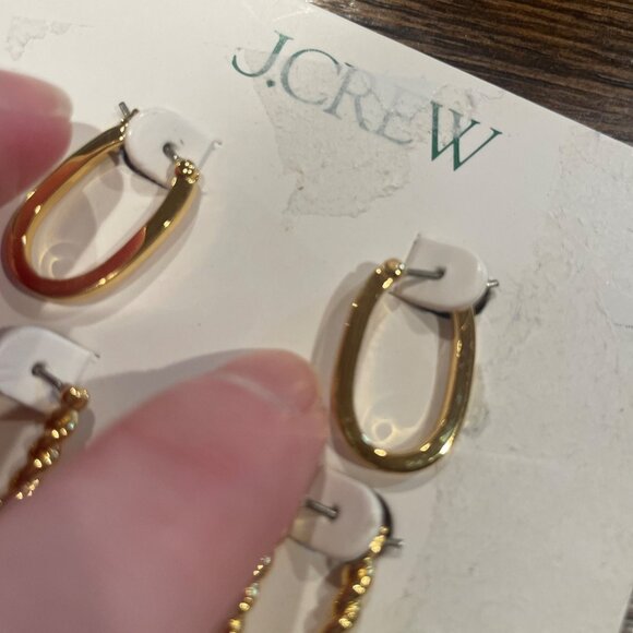 J.Crew Sculptural Gold Earrings Set of Two Brass Titanium BO249 - Picture 3 of 4